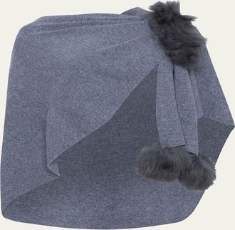 Gorski Select Wool Capelet With Lamb Shearling Poms