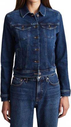 Mavi Cecilia Jean Jacket In Dark Brush Flex Blue