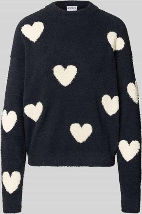 Jake*s Casual Strickpullover im Allover-Look in Dunkelblau, Gr&ouml;&szlig;e XS