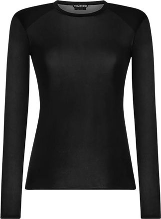 Tom Ford Tops, Dames, Zwart, S, Slinky Viscose Jersey Longsleeve Top