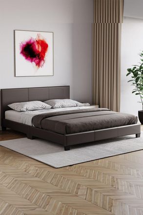 Home Discount Vida Designs Lisbon King Size Faux Leather Bed Frame UKFR Fabric in Brown