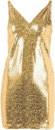 Amir Slama metallic snakeskin-effect mini dress - women - Polyamide/Elastane - M - Gold