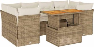 vidaXL Vidaxl - Set Sof&aacute;s De Jard&iacute;n 7 Piezas Y Cojines Rat&aacute;n Sint&eacute;tico Beige