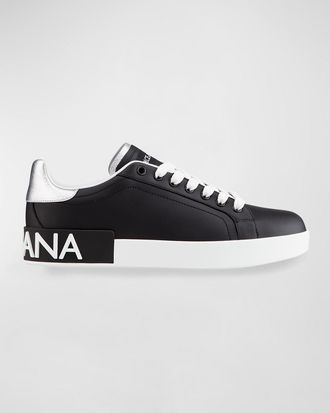 Dolce & Gabbana Leather Logo Low-Top Sneakers