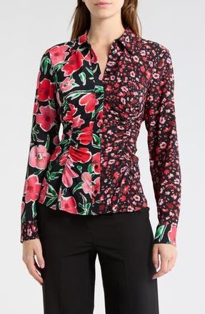 Desigual Floral Long Sleeve Button-Up Shirt in Red at Nordstrom Rack, Size X-Small