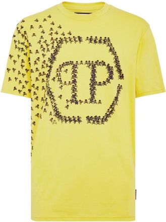Philipp Plein T-Shirt Ronde Hals Skull&Bones - Heren - T-shirts - Geel - M - Katoen - Tops