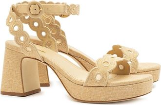 Larroude Larroudé Dolly Broderie Raffia Low Sandal