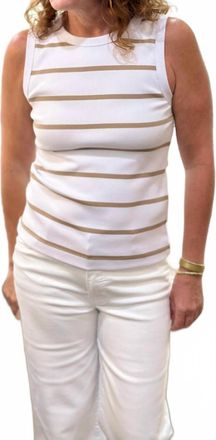 Dylan Womens Cove Stripe Tank Top In White & Brown