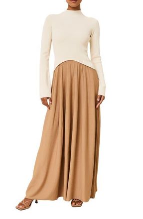Solid & Striped Soglio Long Sleeve Maxi Swetter Dress in Camel at Nordstrom, Size X-Small