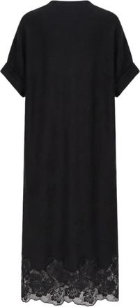 Fabiana Filippi Kleedjes, Dames, Zwart, S, Wol, Kimono Jurk met Opstaande Kraag