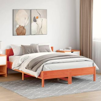 Berkfield Home Beautiful Bed Frame without Mattress Wax Brown 140x200 cm Solid W