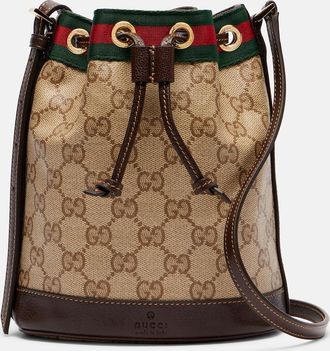 Gucci Secchiello Web Stripe Mini in canvas GG