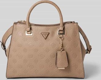 Guess Handtasche mit Logo-Muster Modell CRESIDIA II SOCIETY SATCH in Taupe, Gr&ouml;&szlig;e 1