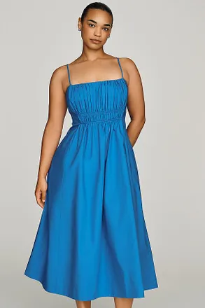 Maeve 100% Cotton Ruched Midi Dress