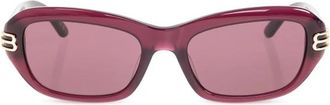 Balenciaga Rechthoekige Zonnebril - Dames - Zonnebrillen - Rood - ONE Size - Accessoires