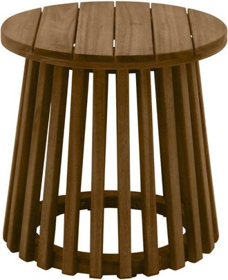 Miliboo Tavolino da salotto da giardino rotondo in legno massello D40 cm - NASSAU