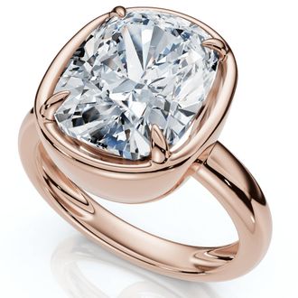 Pompeii3 Certified 4Ct Cushion Diamond Bezel Prong Solitaire Engagement Ring Lab Grown