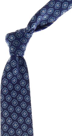 Canali Blue Floral/Stripe Reversible Silk Tie