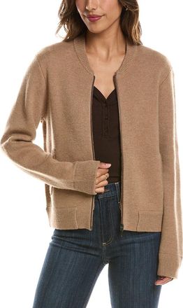 Fort&eacute; Cashmere Zip 100% Cashmere Bomber Cardigan