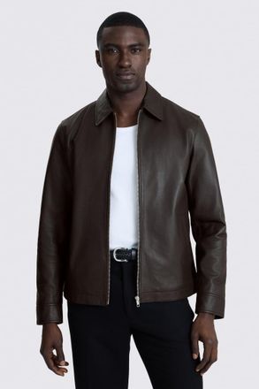 Moss Dark Brown City Nappa-Leather Jacket