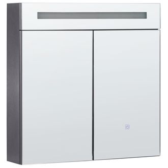 Beliani Beliani - Mueble De Ba&ntilde;o Led Con Espejo 60 X 60 Cm Almacenaje Minimalista Moderno Negro Jaramillo