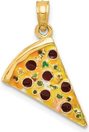 Diamond2Deal 14k Yellow Gold Multi-color Enameled Pizza Slice Pendant