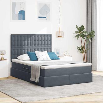 vidaXL Vidaxl Letto Con Contenitore E Materasso Grigio Scuro 140 X 190 Cm