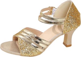 Generic Elegant Sleek Strappy High Heel Sandals With Details For Party And Dance Events Featuring Breathable Comfort Design Size 11 Heels Gold Women 6 Wedding