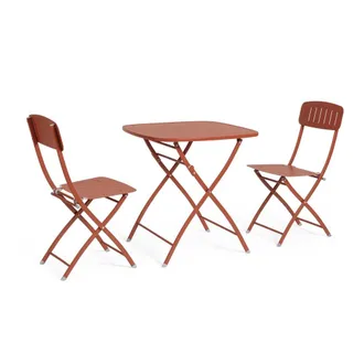Konte Design Conjunto de bistr&oacute; con mesa y 2 sillas de color terracota