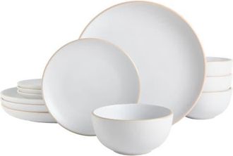 Gibson Home Rockaway 12-Piece Stoneware Dinnerware Set in Matte White at Nordstrom