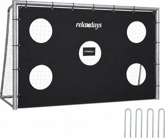 Relaxdays Porter&iacute;a Relaxdays Con Panel De Punter&iacute;a, 160 X 240 X 90 Cm, Malla Pe Y Acero, Con Estacas Para Suelo, Jard&iacute;n, Gris