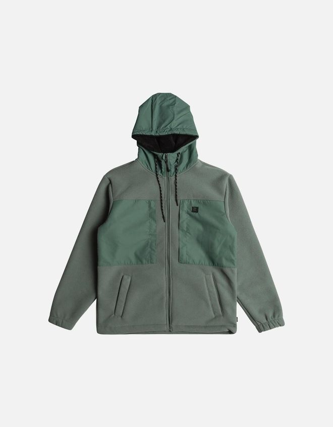 Mens Billabong Mens Boundary Sherpa Zip Up Hoodie - Green - Size: 44/Regular