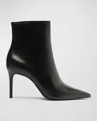 Schutz Mikki Leather Stiletto Zip Booties