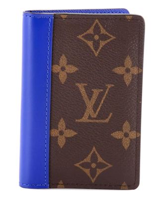 Louis Vuitton Portafoglio Organizer piccolo in tela Monogram Macassar e pelle - Blu