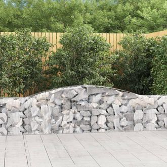 Berkfield Home Arched Gabion Baskets 7 pcs 400x30x60/80 cm Galvanised Iron in Silver