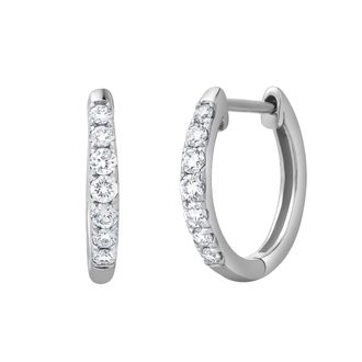 LuvMyJewelry Elina 0.3 Cts 14K Gold Diamond Huggie Hoop Earrings