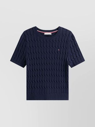 Tommy Hilfiger short sleeve cable knit crew top