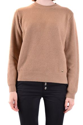Pinko Pinko Womens Ribbed Knit Long Sleeve Pullover - Tan Wool - Size Small