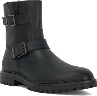 Dune London Mens Calvin - Chunky Buckle Biker Boots - Black - Size UK 11