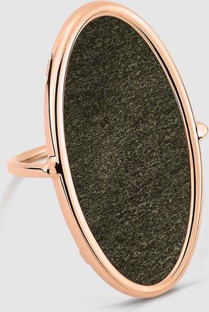 Ginette NY Bague Ellipse Obsidienne Or Rose