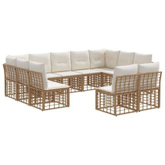 vidaXL Conjunto De Sof&aacute;s De Exterior Natural Y Crema Poli&eacute;ster Vidaxl