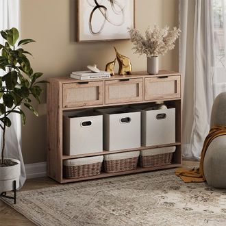 Vicco Mesa Consola Elven, Roble, 120 X 85 Cm Con 3 Cajones, Vicco
