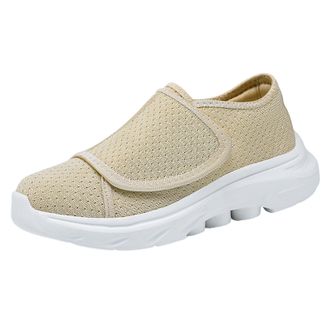 Generic Womens Casual Shoes Mesh Fly Woven Spring Summer Autumn Comfortable Mother Shoes Light Single Shoes Casual Shoes Ice Hockey Shoes Women, beige, 8.5 UK
