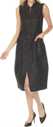 Joseph Ribkoff Jacquard Zip Front Midi Dress In Black