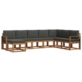 vidaXL Conjunto De Sof&aacute;s De Exterior 8 Pcs Natural Y Antracita Vidaxl