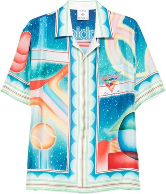Casablanca Galaxy Court Geometric-print Silk Shirt