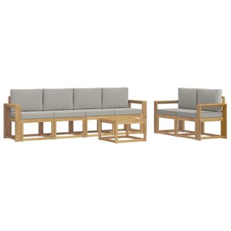 vidaXL Conjunto De Sof&aacute;s De Exterior 7 Pcs Blanco Y Gris Claro Vidaxl