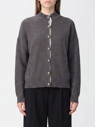 Liu Jo Wool Blend Crewneck Cardigan with Jacquard Logo