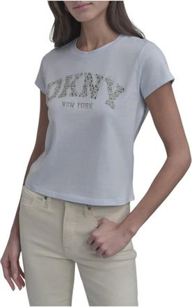DKNY Klassieke Ronde Hals T-shirt - Dames - T-shirts - Blauw - S - Katoen - Tops