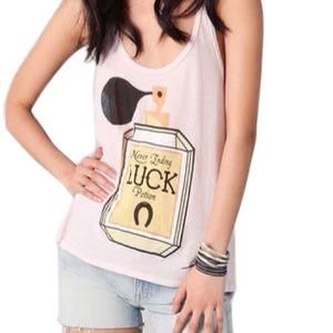 Wildfox NEW Wildfox Never Ending Luck Baby Pink Tank Top Size L